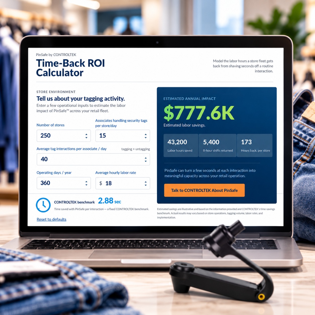 Retail ROI Calculator Laptop Display
